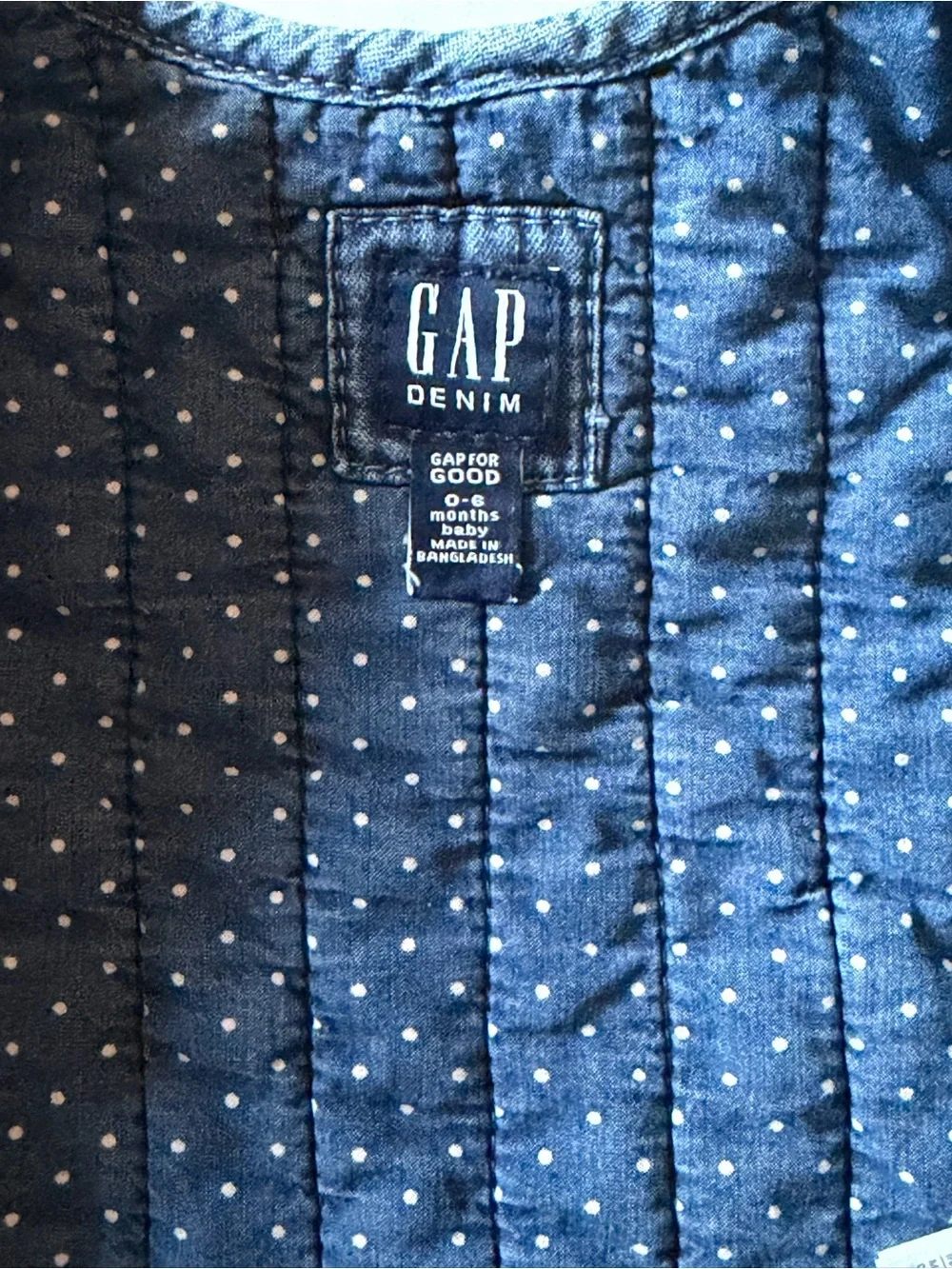 Baby Gap Denim Quilted Patchwork Jacket 0-6M Floral Polka Dot